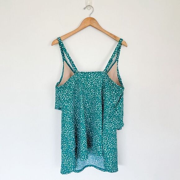 Lane Bryant Cacique Women’s Plus Size Two Piece Tankini Brief Teal with White Do - Picture 3 of 14